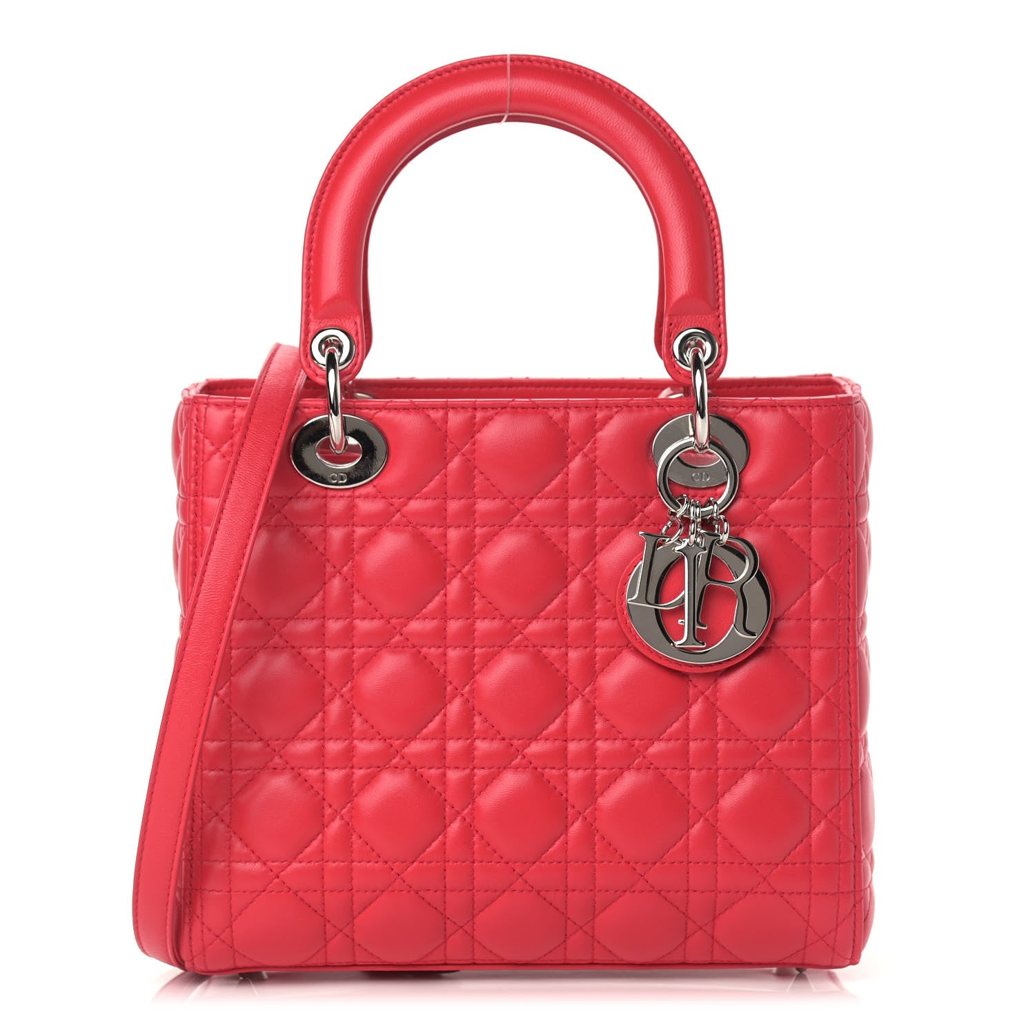 Christian Dior Lambskin Cannage Medium Lady Dior Red 1 of 9