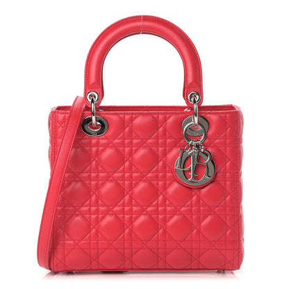 Christian Dior Lambskin Cannage Medium Lady Dior Red 1 of 9
