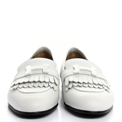 Hermes Calfskin Womens Royal Loafers 37 White 2 of 9