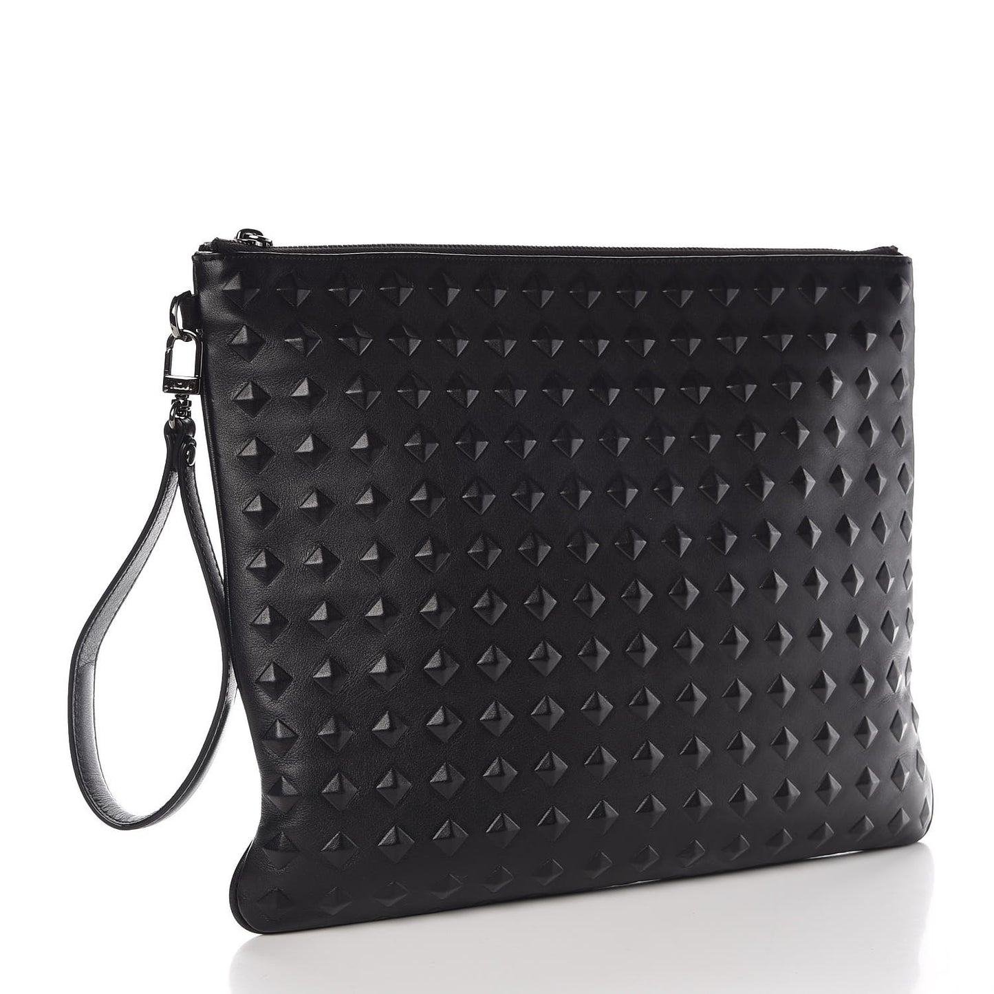 Coated Canvas Studded Pouch Black
