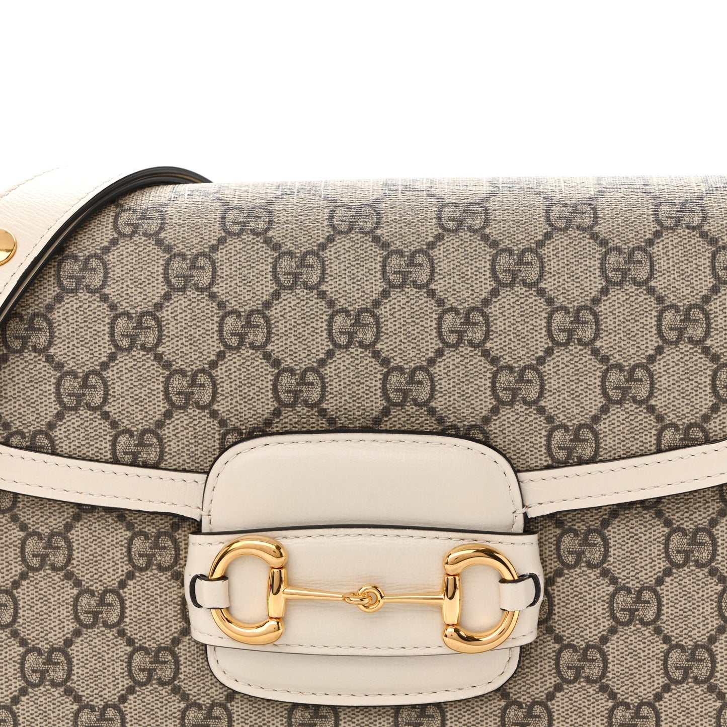 GG Supreme Monogram Horsebit 1955 Shoulder Bag Beige Mystic White
