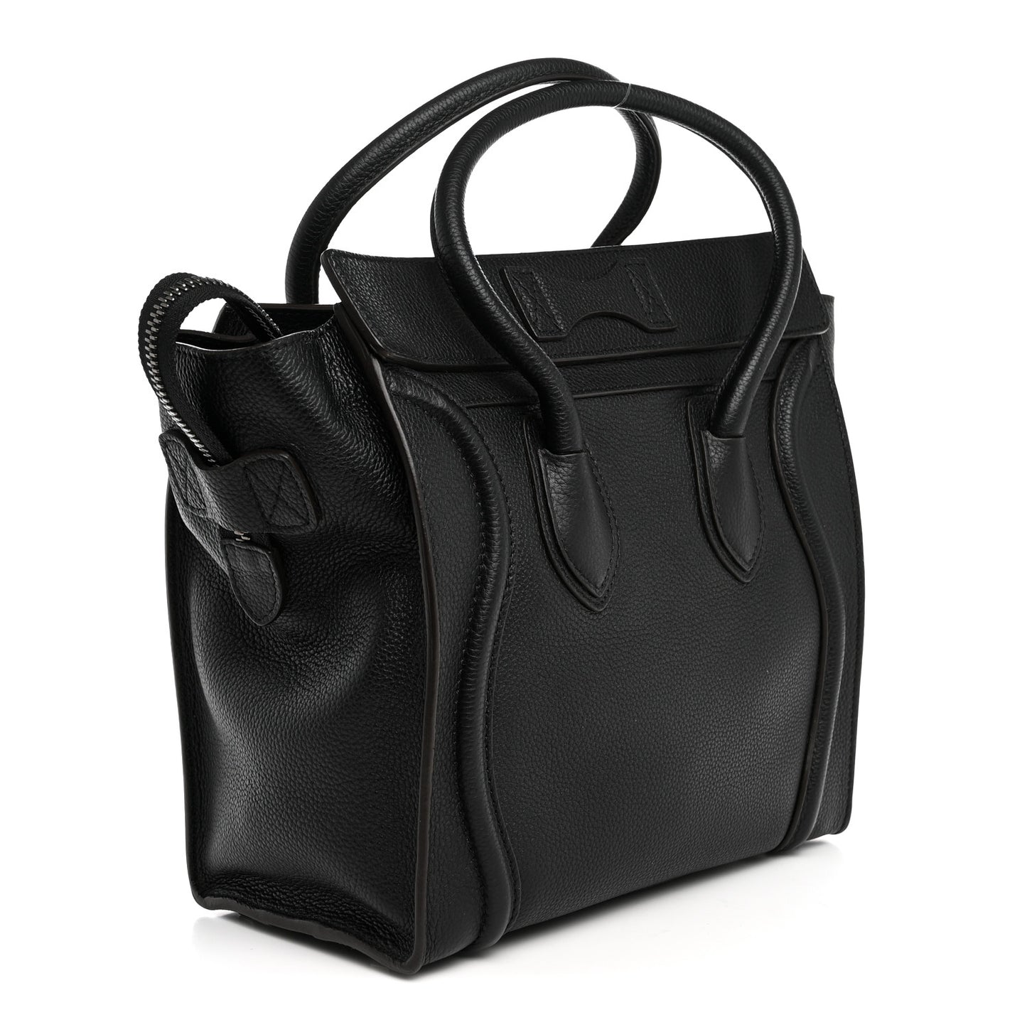 Drummed Calfskin Micro Luggage Black