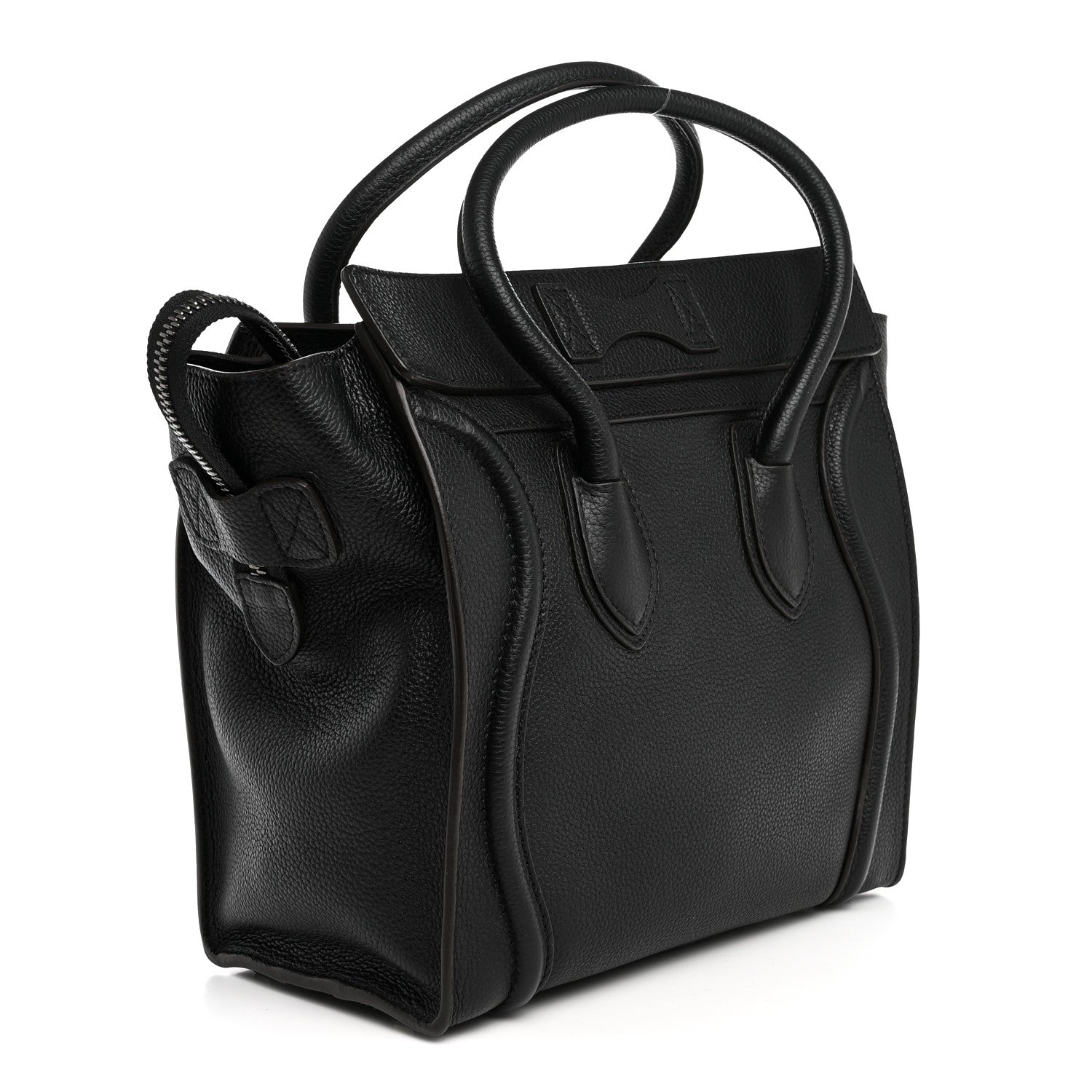 Celine Drummed Calfskin Micro Luggage Black 3 of 10