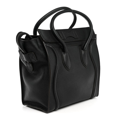 Celine Drummed Calfskin Micro Luggage Black 3 of 10