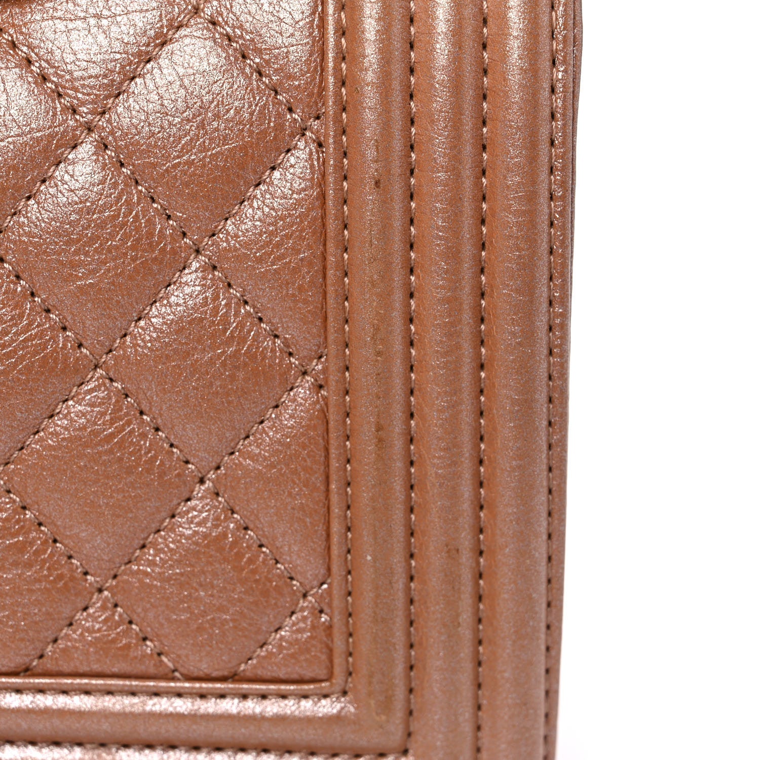 Chanel Metallic Calfskin Quilted Medium Boy Flap Dark Beige 16 of 18