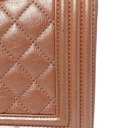 Chanel Metallic Calfskin Quilted Medium Boy Flap Dark Beige 16 of 18