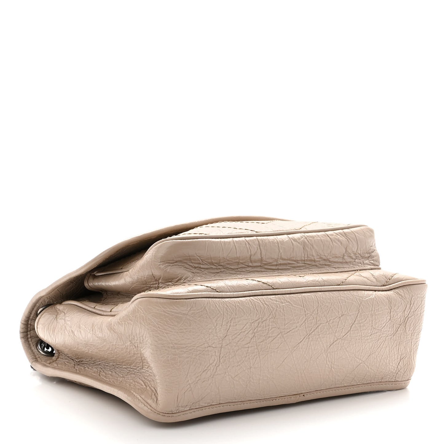 Crinkled Calfskin Matelasse Monogram Medium Niki Chain Satchel Light Natural