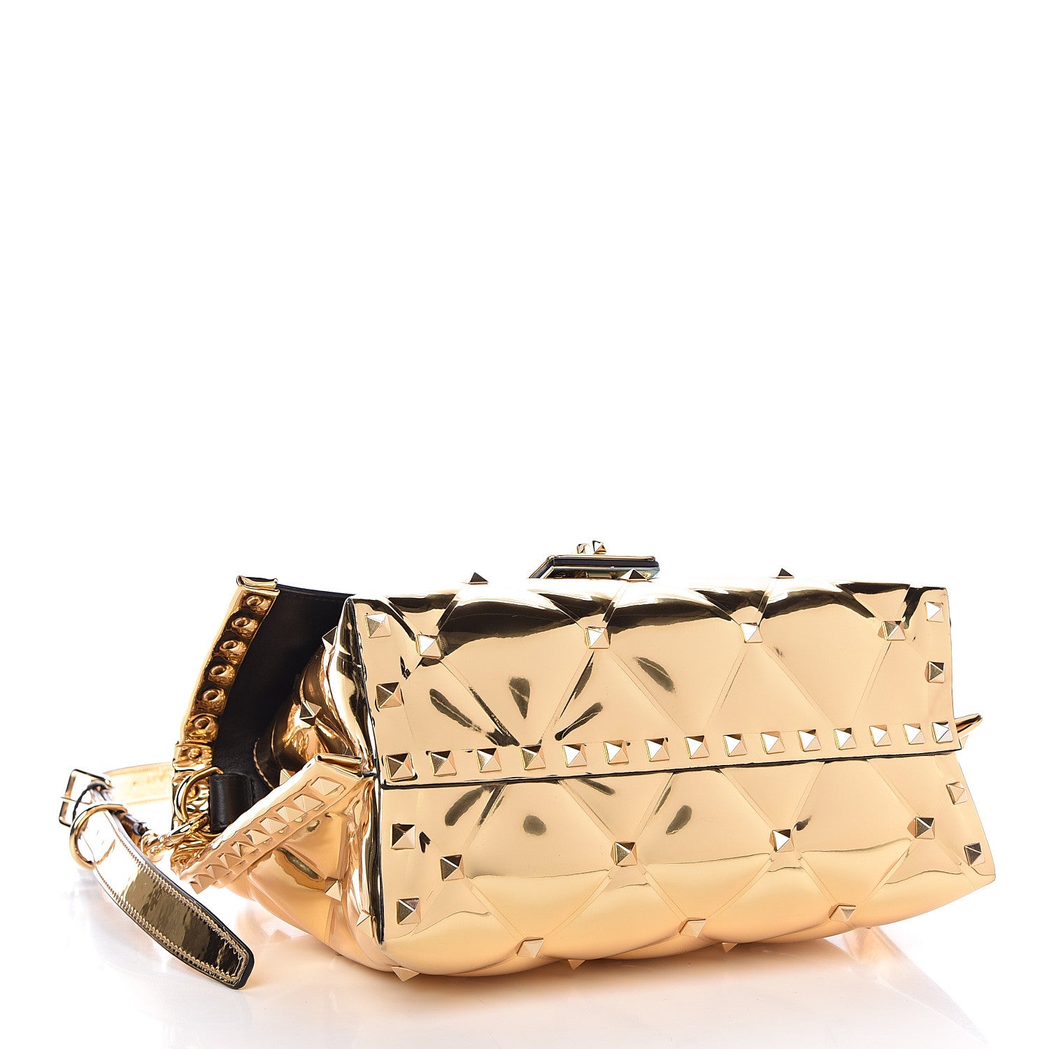 Valentino Garavani Metallic PVC Candystud Top Handle Bag Gold 4 of 11