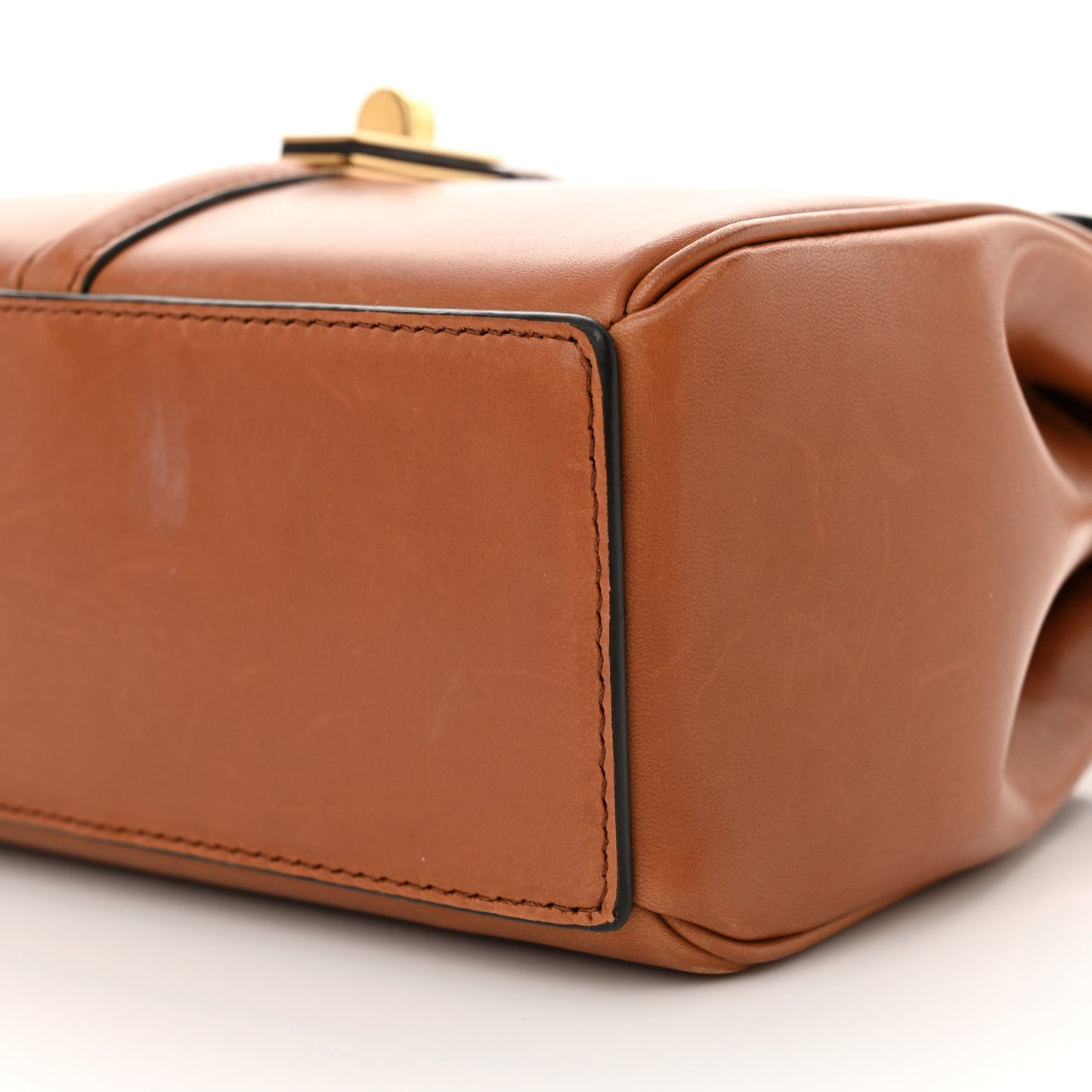 Satinated Calfskin Mini 16 Top Handle Bag Tan