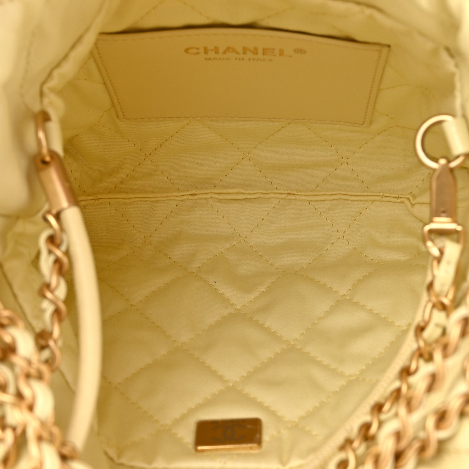 Chanel Shiny Calfskin Quilted Mini Chanel 22 Light Yellow 5 of 10