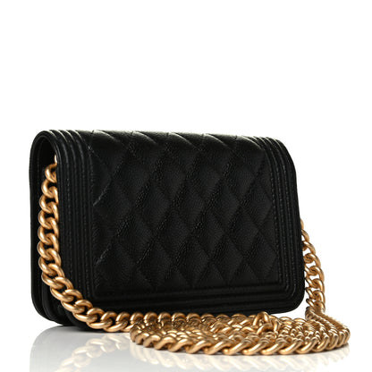 Chanel Caviar Quilted Boy Wallet On Chain WOC Black 2 of 7