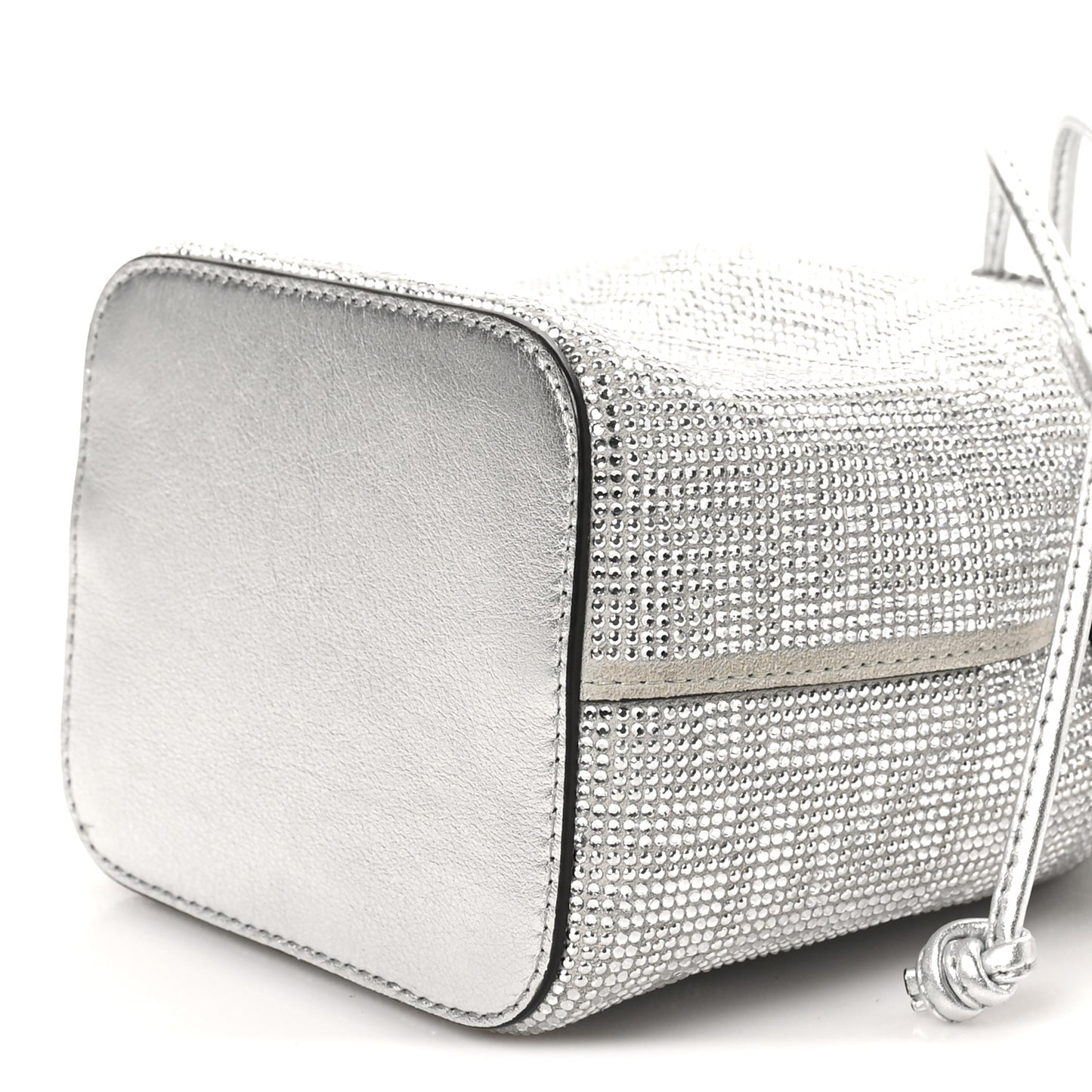 Crystal Vitello Laminato FF Mini Mon Tresor Bucket Bag Crystal Argento