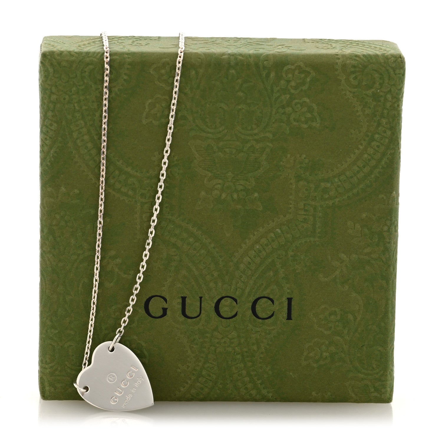 Gucci Sterling Silver Trademark Heart Pendant Necklace 6 of 6