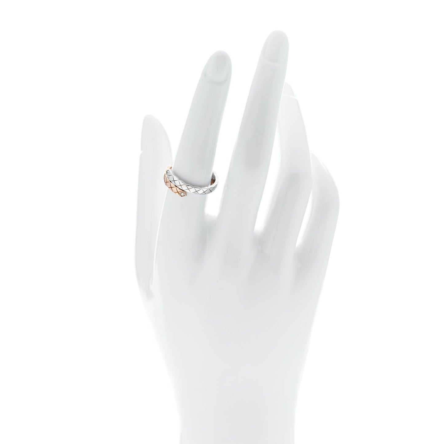 18K White Beige Gold Diamond Coco Crush Toi et Moi Ring 54 7