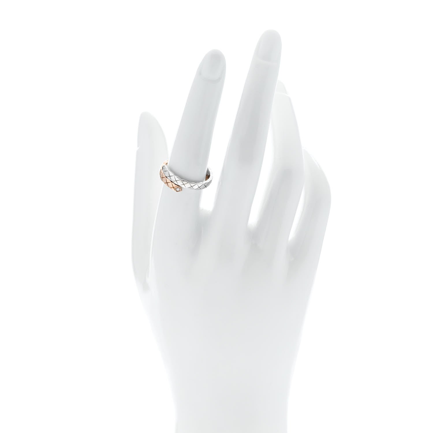 Chanel 18K White Beige Gold Diamond Coco Crush Toi et Moi Ring 54 7 2 of 5