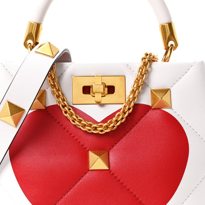 Valentino Garavani Nappa Small Heart Roman Stud The Handle Bag Ivory White 7 of 9