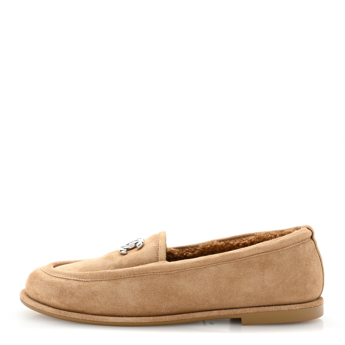 Suede Calfskin CC Loafers 40 Dark Beige