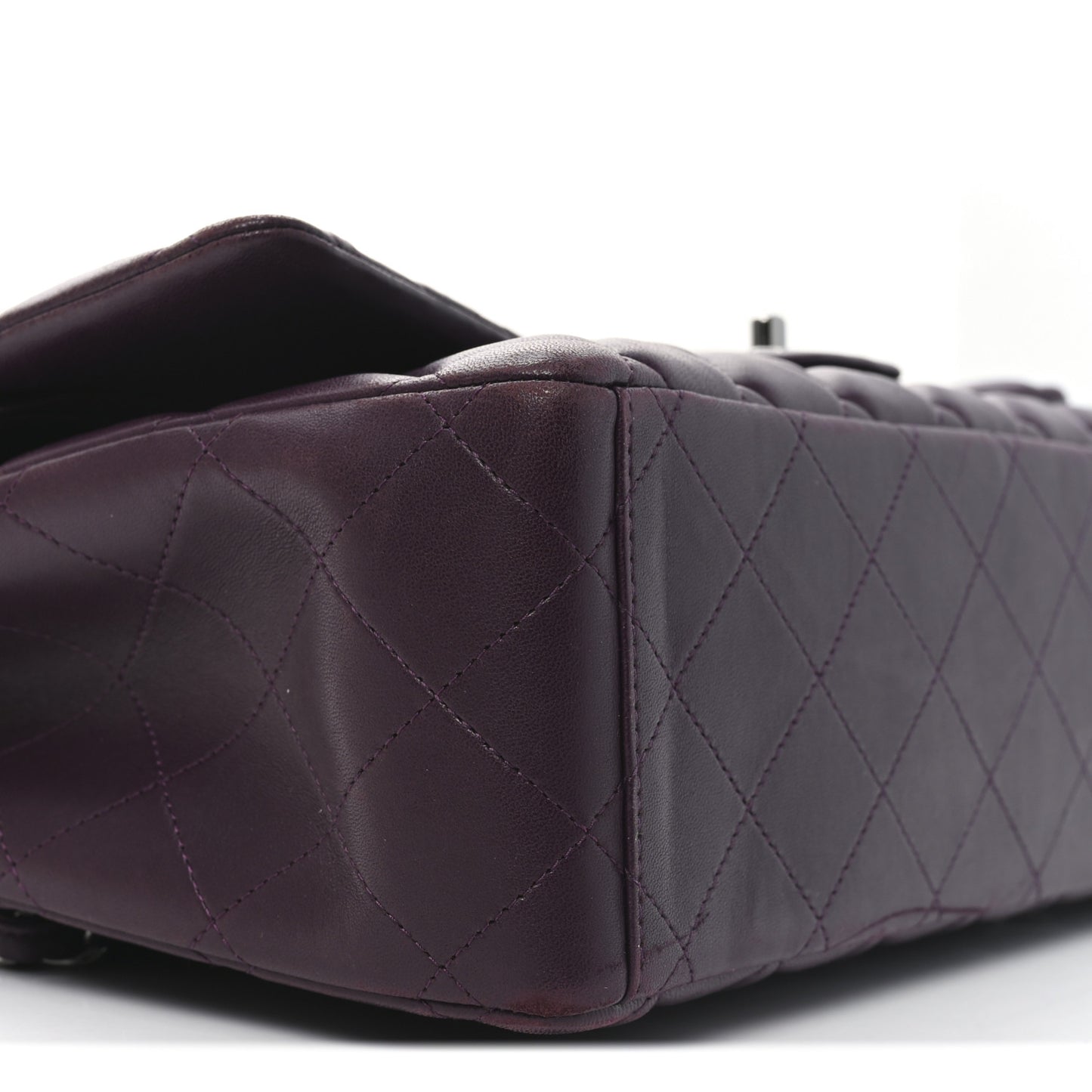 Lambskin Quilted Maxi Double Flap Plum