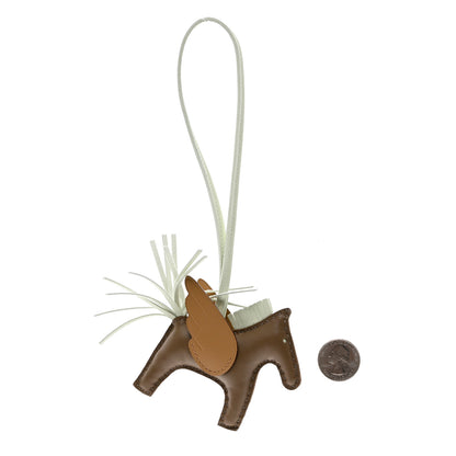Hermes Milo Lambskin Grigri Rodeo Pegase Horse Bag Charm PM Etoupe Vert Fizz Biscuit 2 of 4