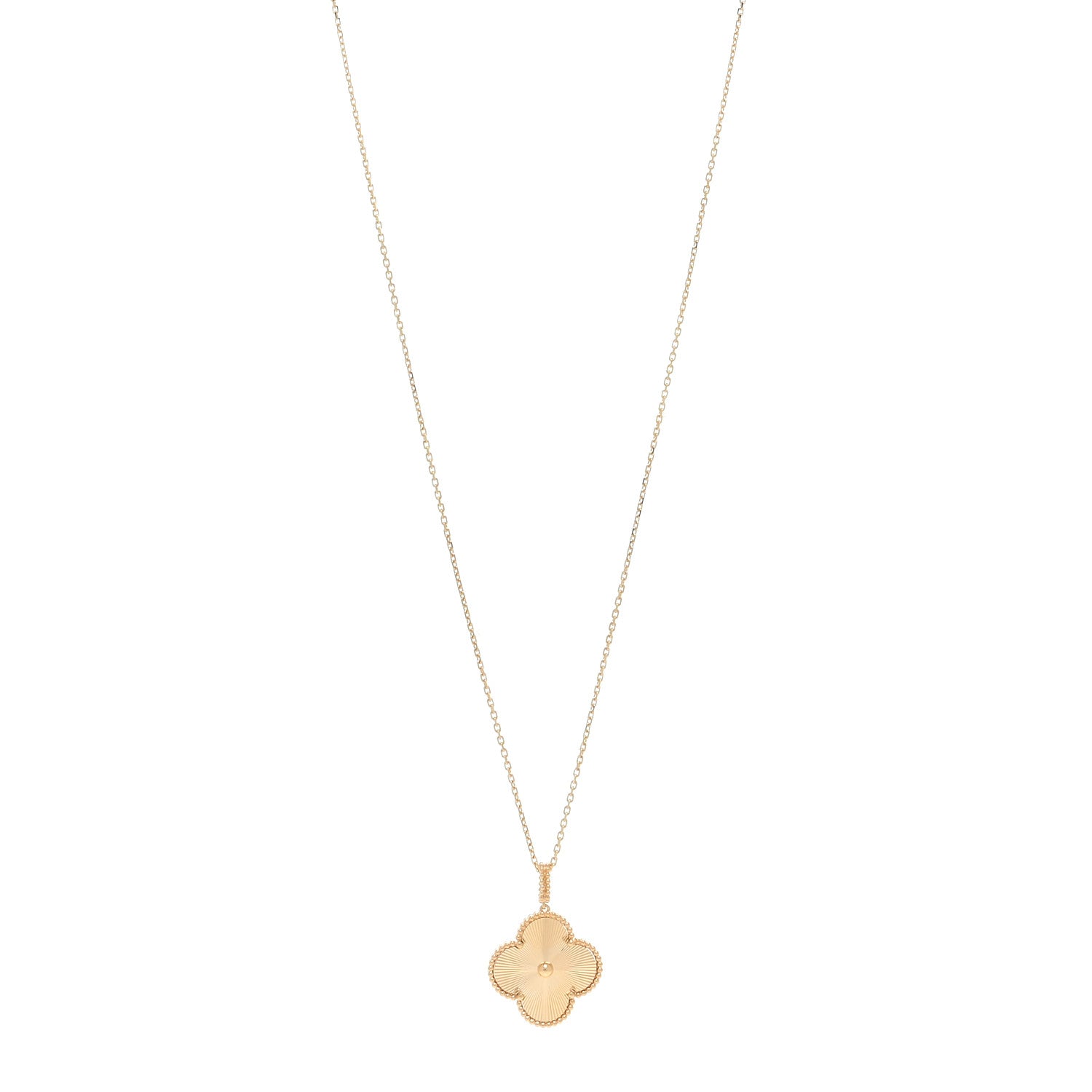 Van Cleef & Arpels 18K Yellow Gold Guilloche Magic Alhambra Long Necklace 1 of 4