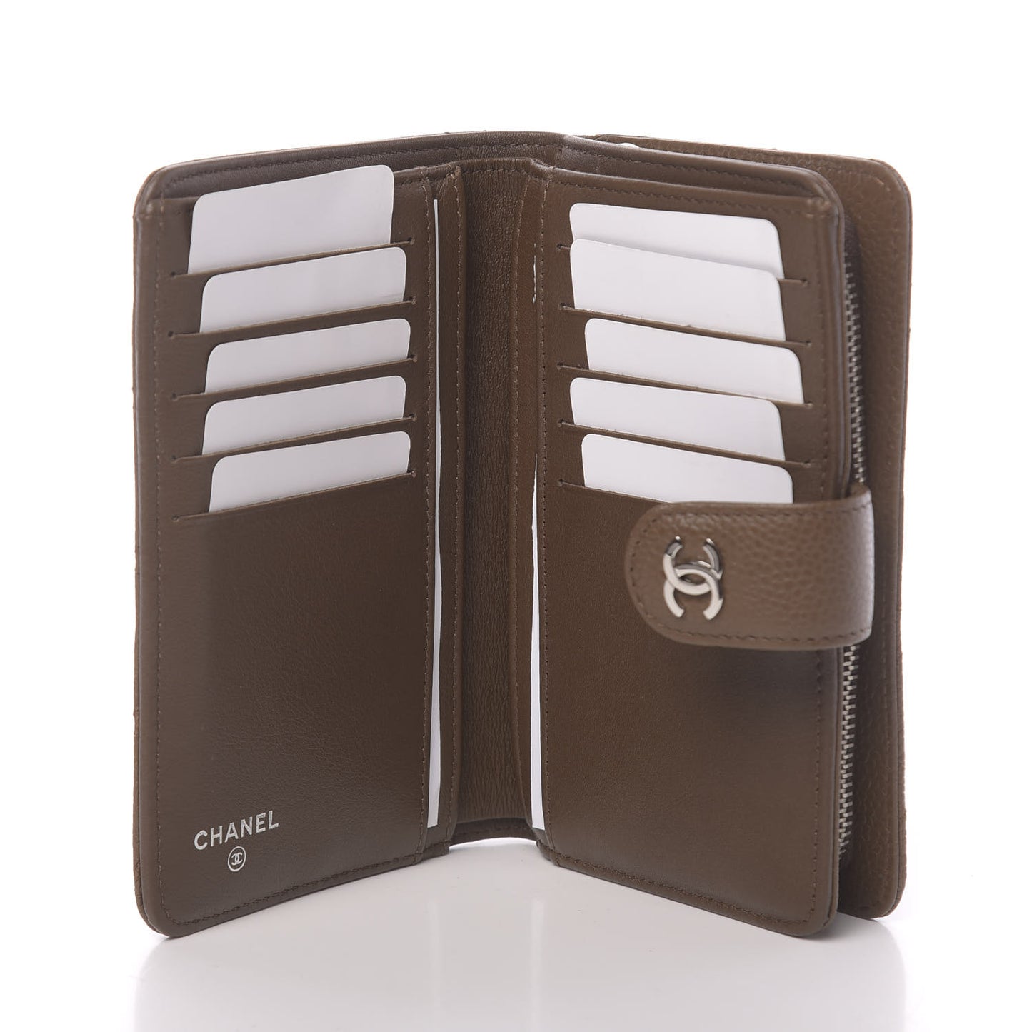Caviar Quilted Zipped Pocket Wallet Brown