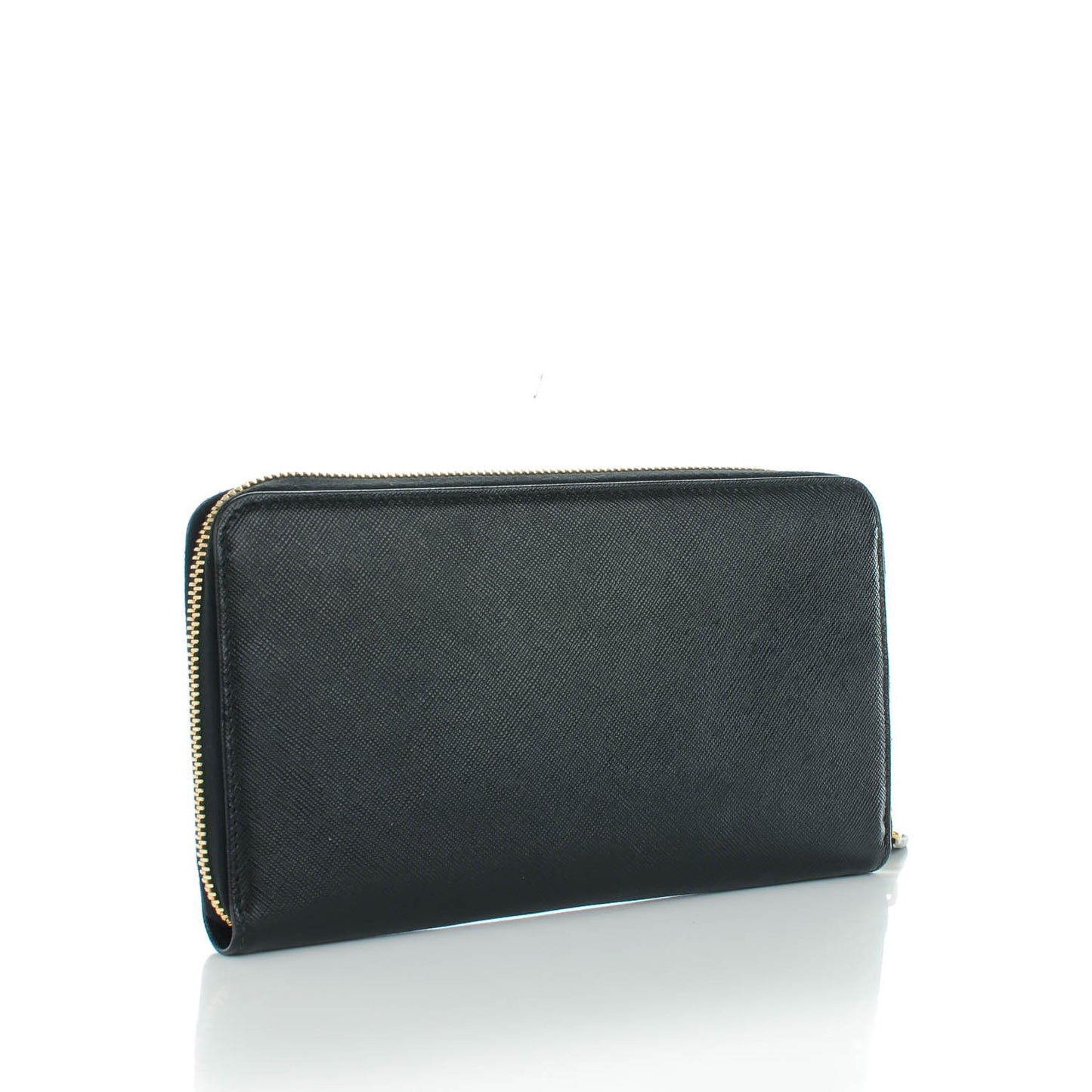 Saffiano Triangle Large Zip Around Travel Wallet Nero Black