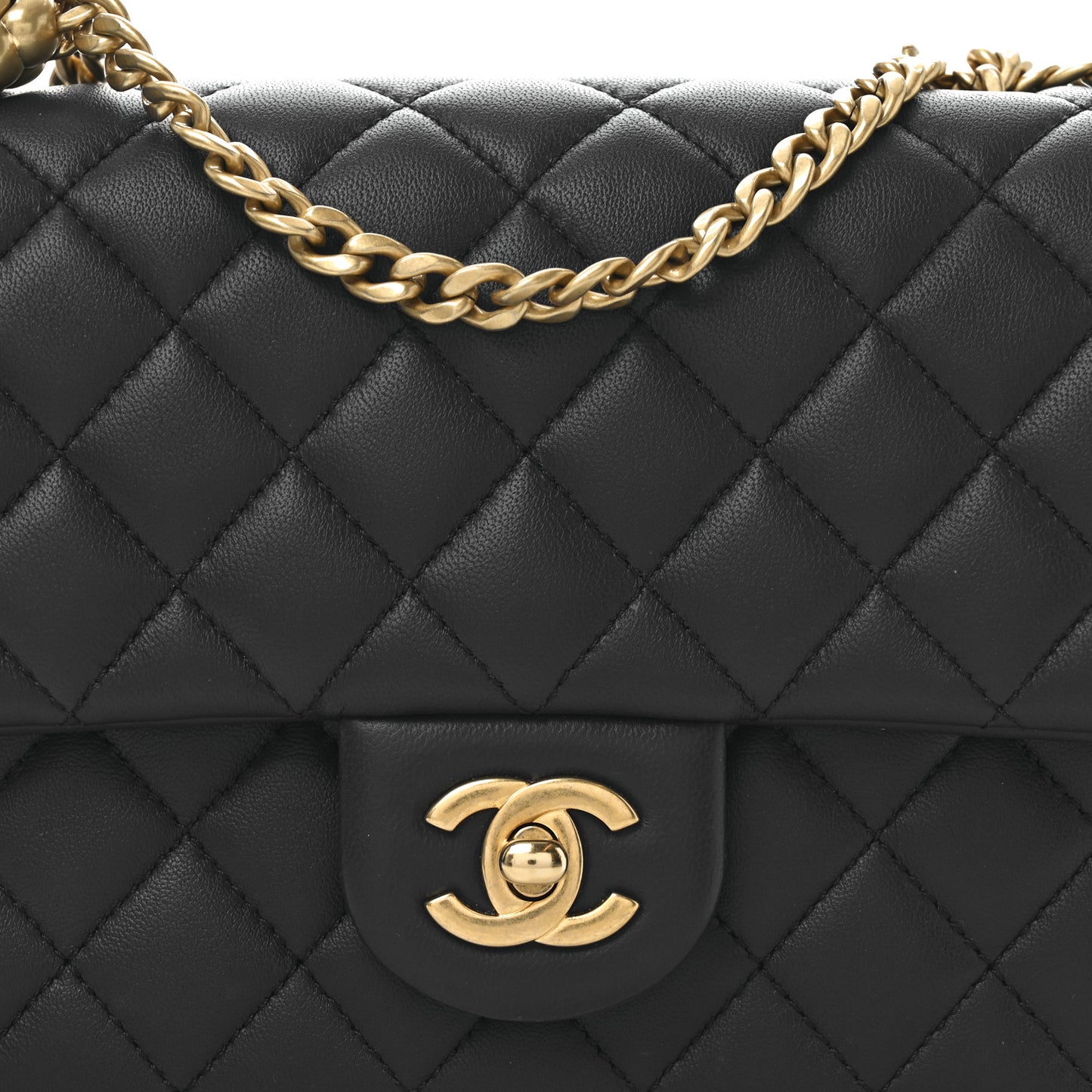 Lambskin Quilted Small Sweet Camellia Flap Navy
