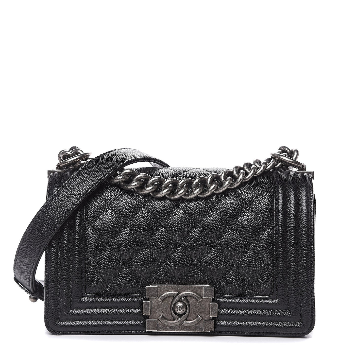 Caviar Quilted Small Boy Flap Black