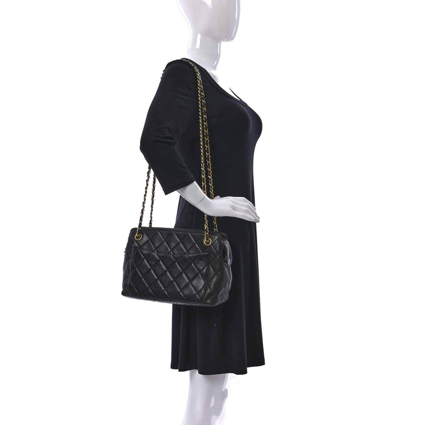 Lambskin Quilted Sun Medallion Shoulder Bag Black