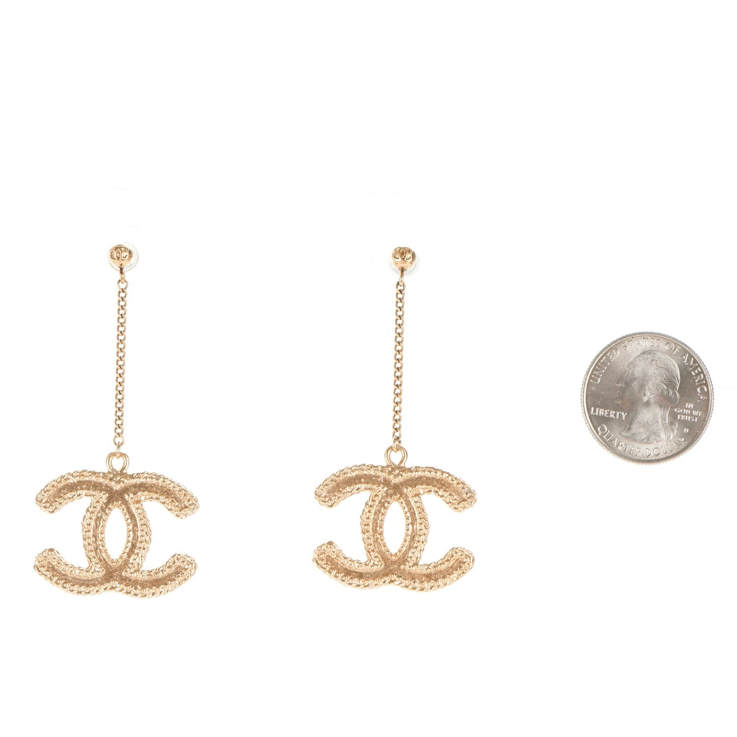 CC Drop Earrings Matte Gold