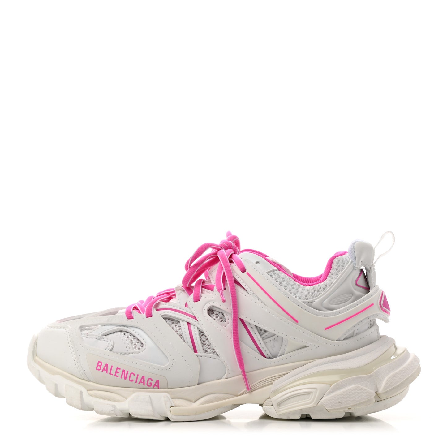 Mesh Rubber Bi-Color Womens Track Sneakers 37 White Fluo Pink