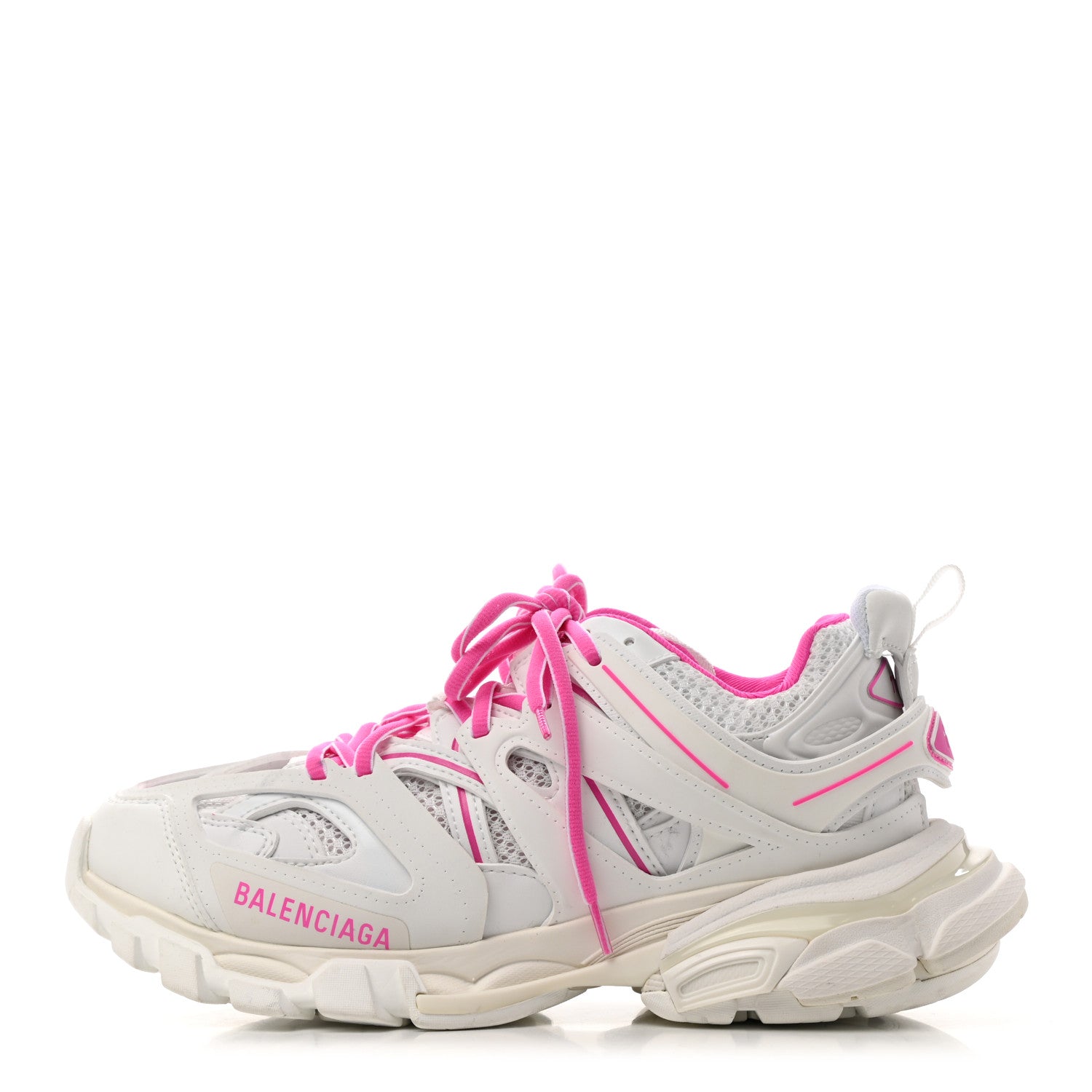 Balenciaga Mesh Rubber Bi-Color Womens Track Sneakers 37 White Fluo Pink 1 of 11