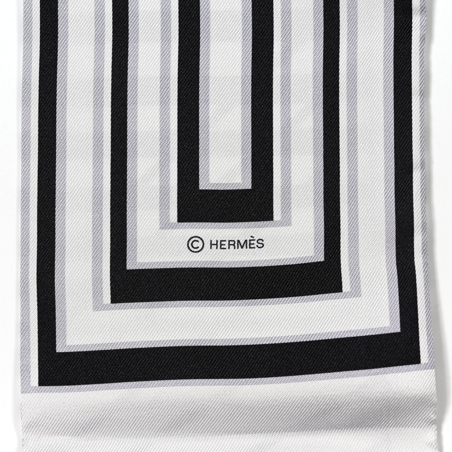 Silk H Au Galop Maxi Twilly Slim Gris Clair Black