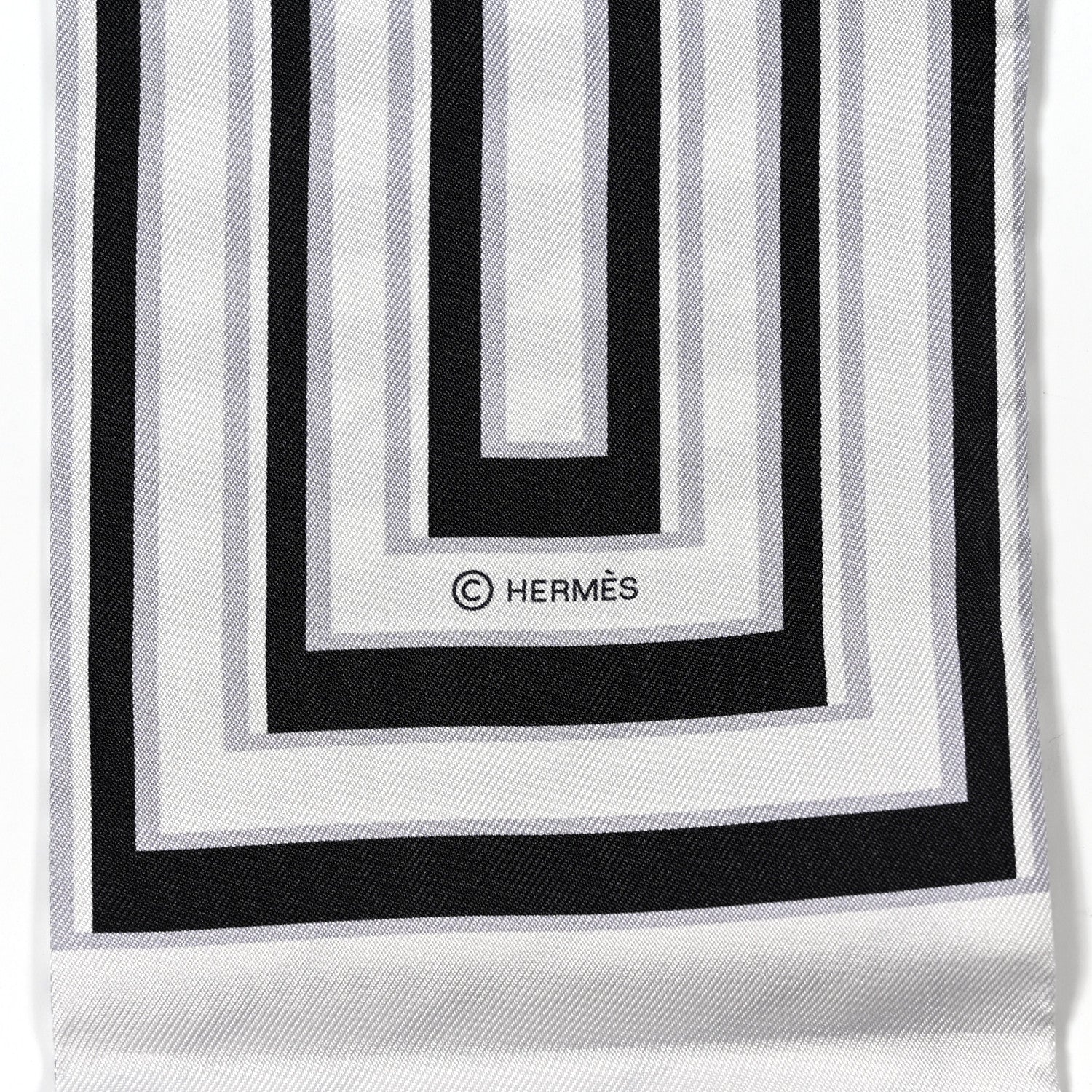 Hermes Silk H Au Galop Maxi Twilly Slim Gris Clair Black 4 of 4