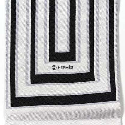 Hermes Silk H Au Galop Maxi Twilly Slim Gris Clair Black 4 of 4