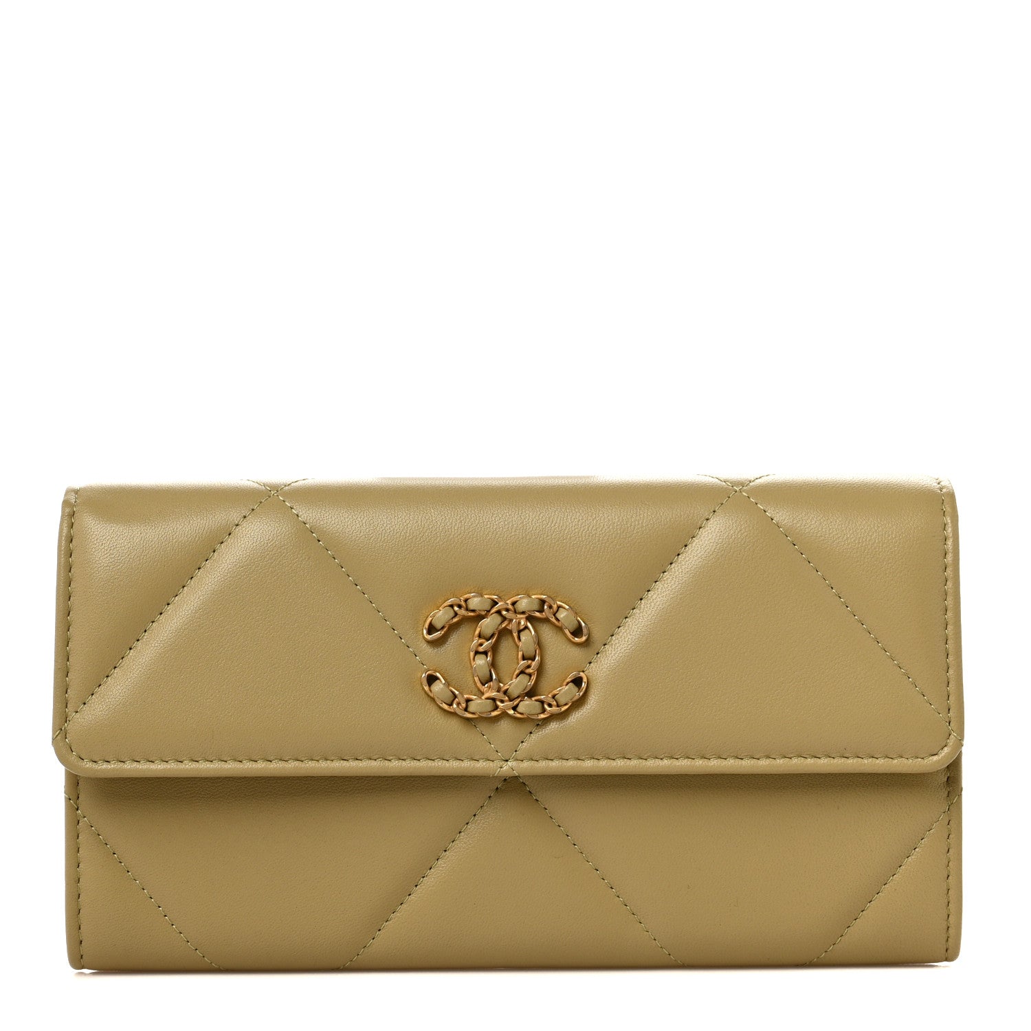 Chanel Lambskin Quilted Chanel 19 Flap Wallet Beige 1 of 12