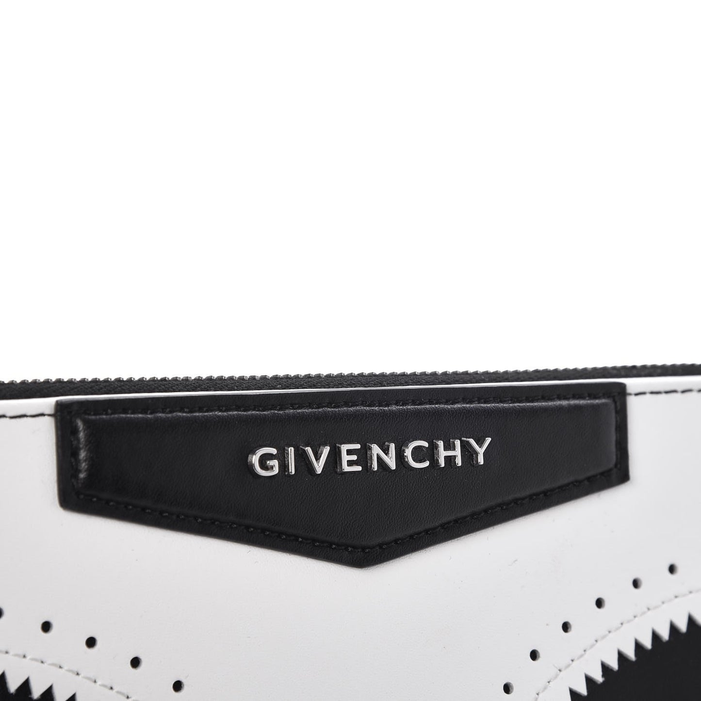 Calfskin Brogue Large Antigona Pouch Black White