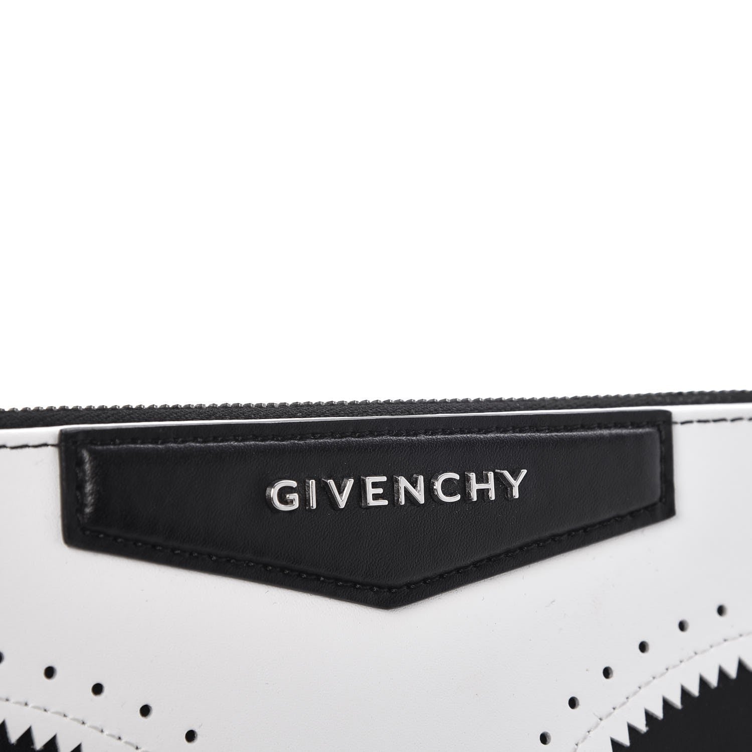Givenchy Calfskin Brogue Large Antigona Pouch Black White 6 of 8