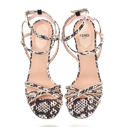 Fendi Elaphe Lycra Sandal Pumps 37 Camelia Nude 4 of 10