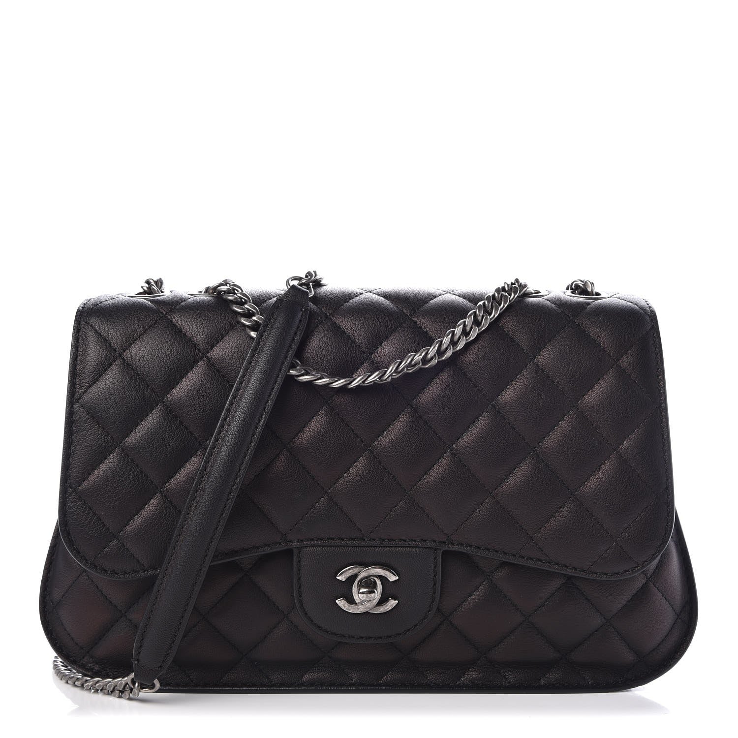 Chanel Lambskin Quilted Large Natural CC Flap Black 1 of 9