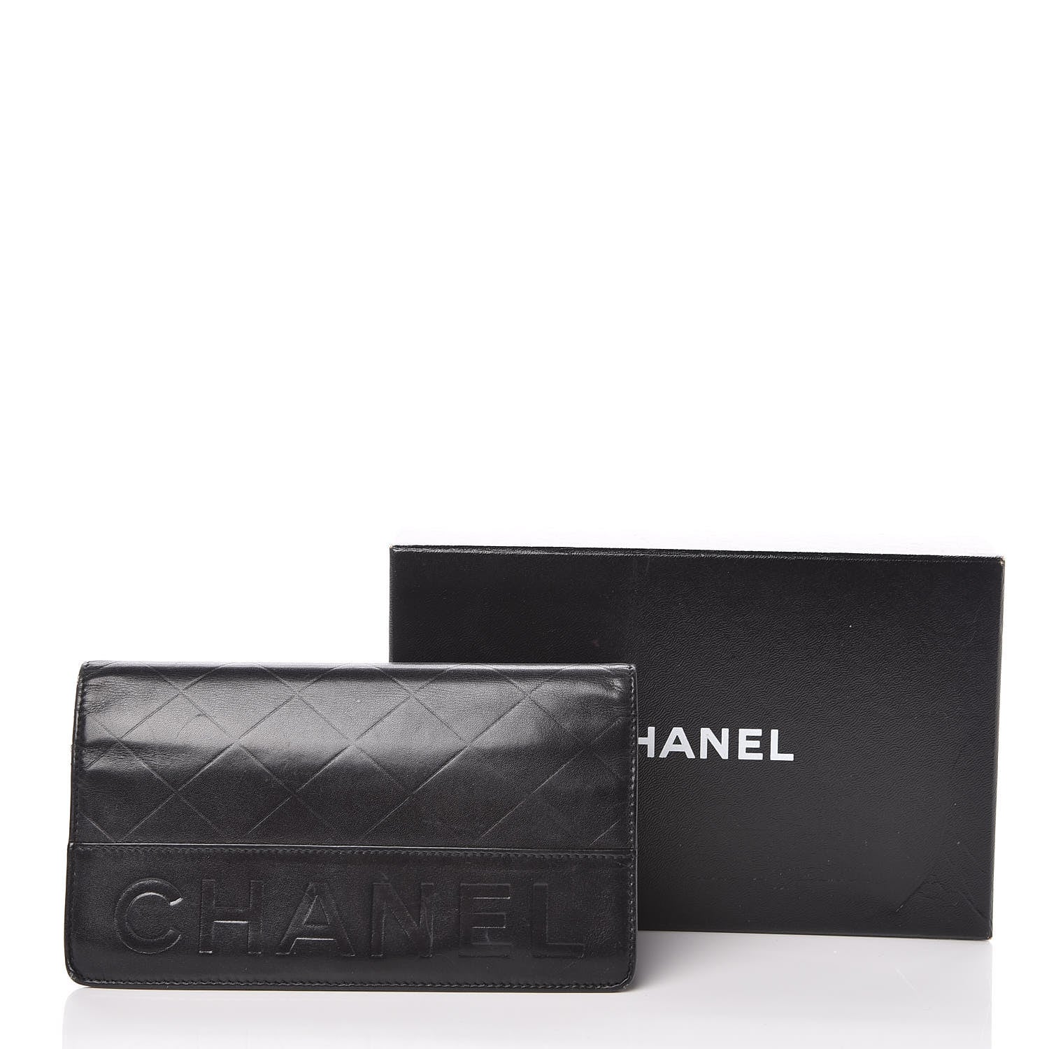 Chanel Lambskin Embossed Logo Yen Wallet Black 15 of 15