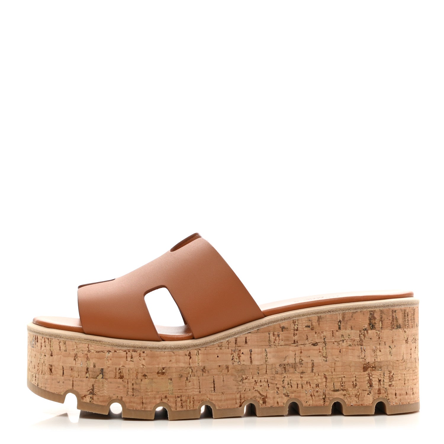 Hermes Calfskin Cork Eze 30 Sandals 37 Marron Glaise 1 of 7