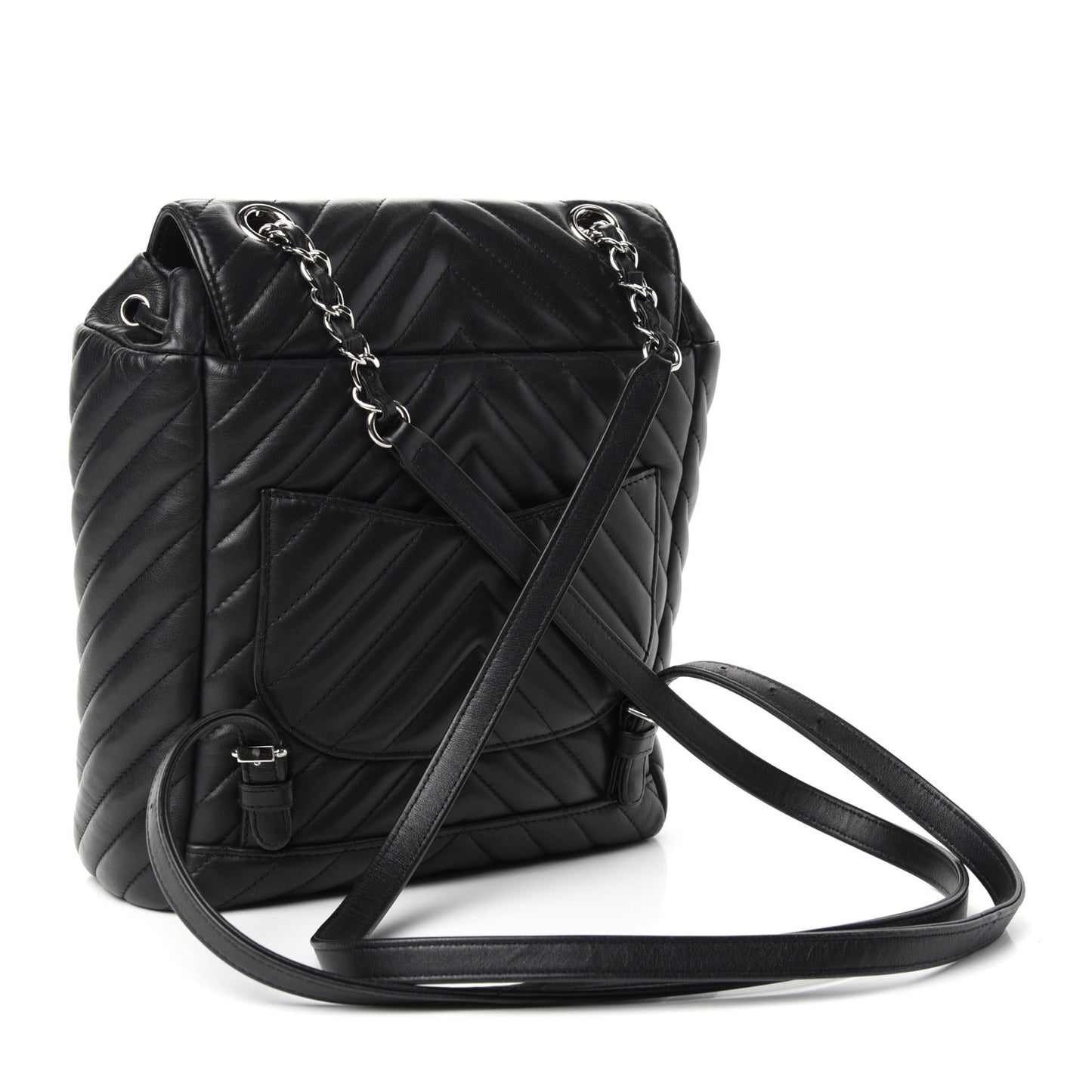 Calfskin Chevron Quilted Small Urban Spirit Backpack Black