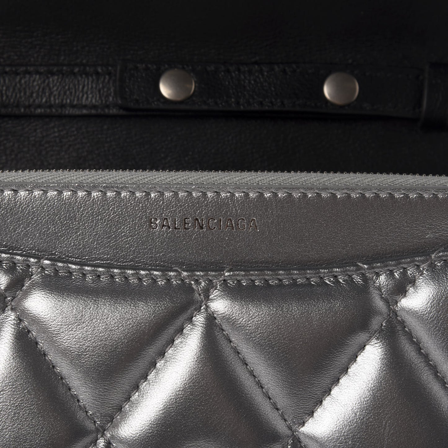 Metallic Calfskin Quilted Touch B Wallet On Chain Silver