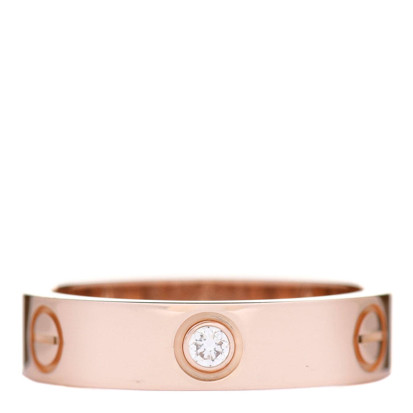 18K Pink Gold 3 Diamond 5.5mm LOVE Ring 61 9.5