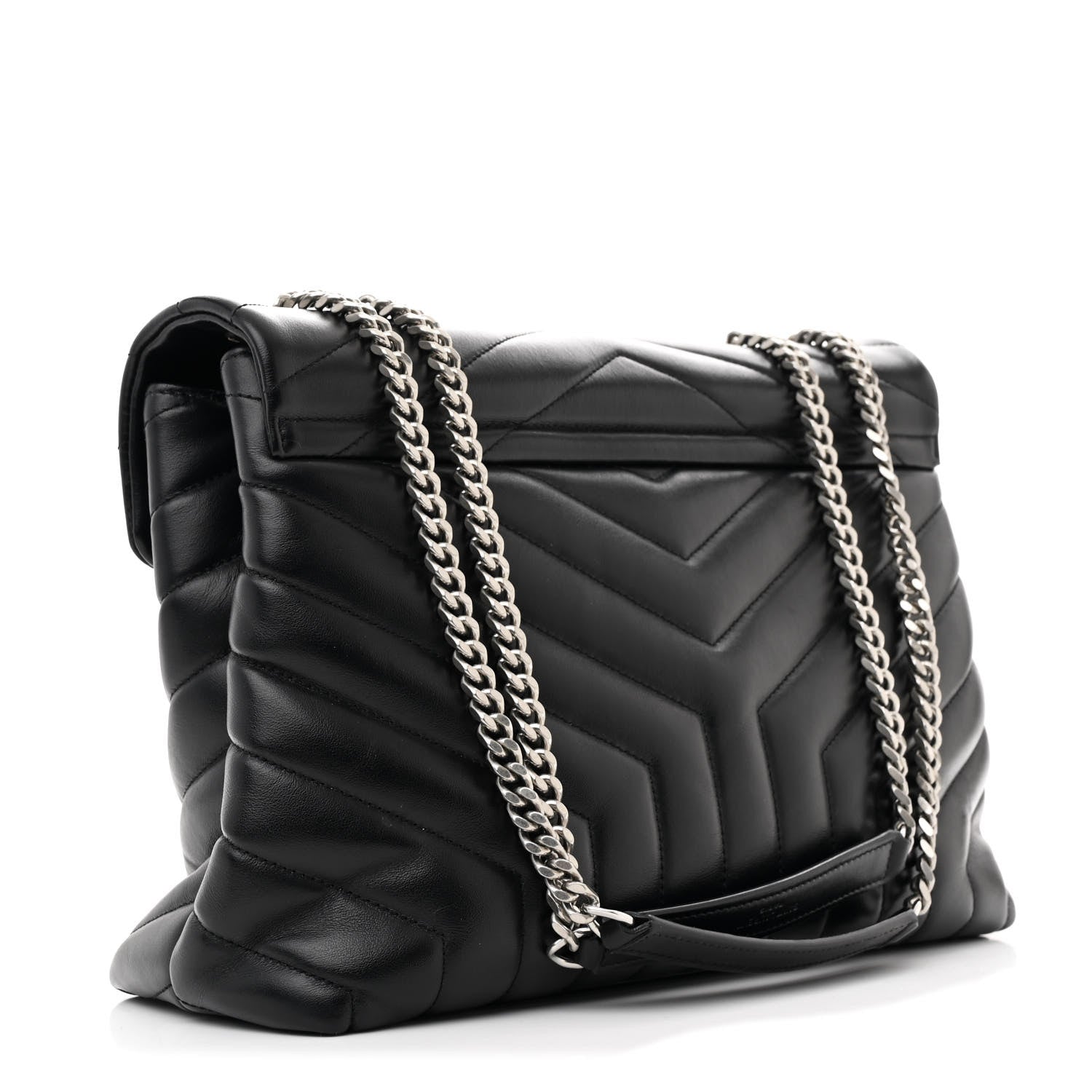 Saint Laurent Calfskin Y Quilted Monogram Medium Loulou Chain Satchel Black 3 of 12