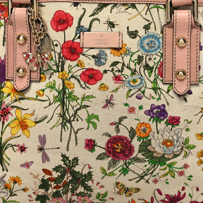 Gucci Canvas Flora Floral Medium Jolicoeur Tote White 8 of 13
