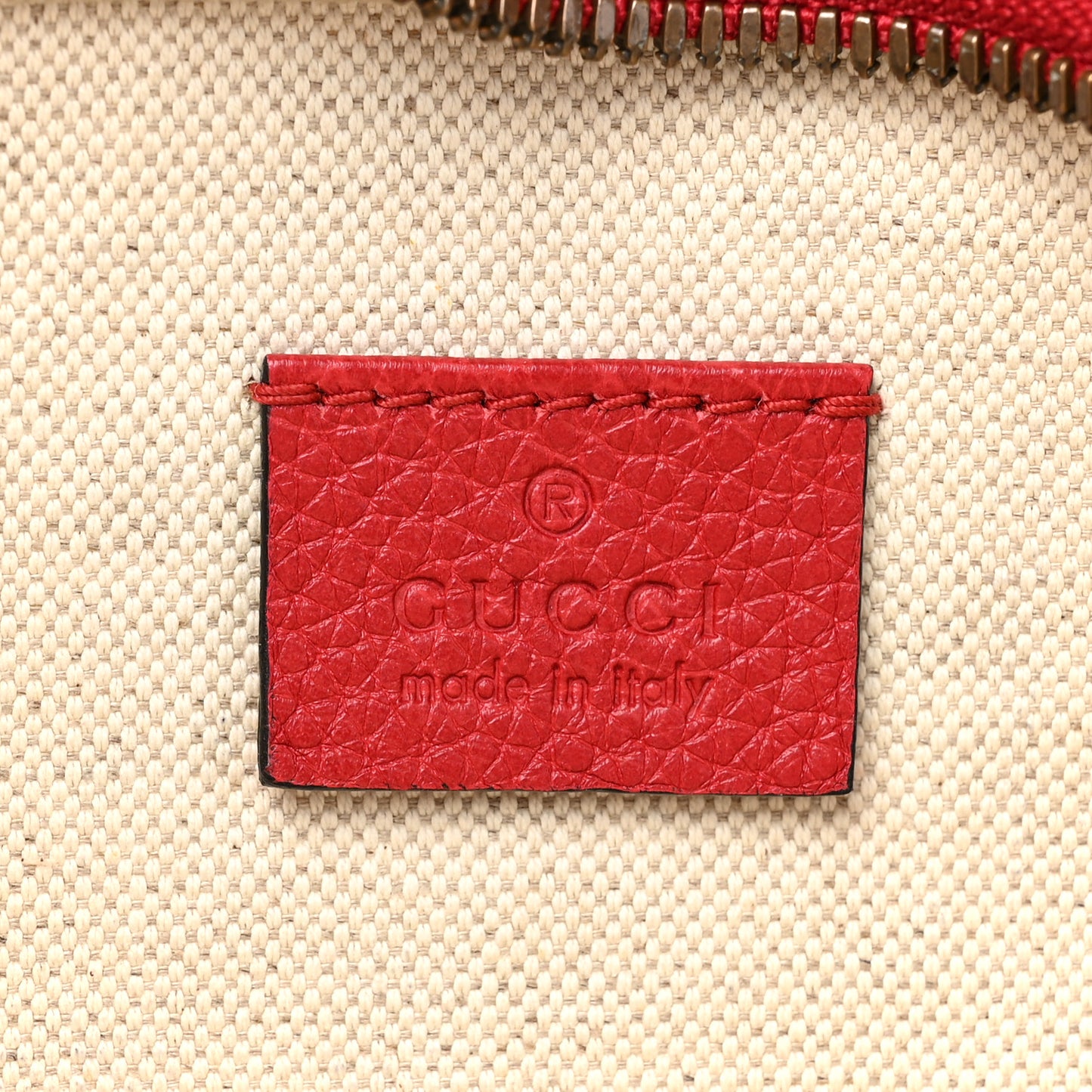 Grained Calfskin Logo Belt Bag Hibiscus Red