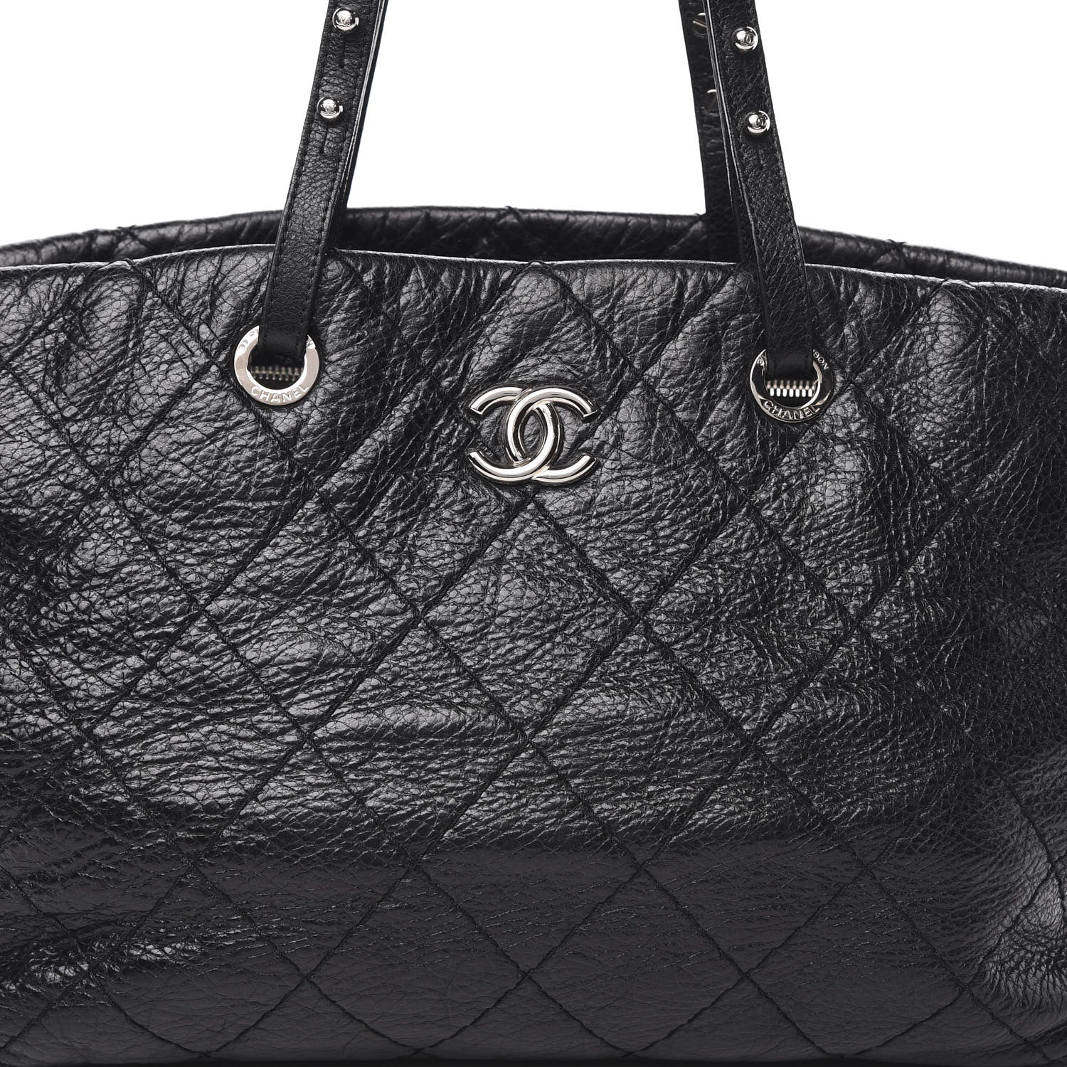 Chanel Glazed Calfskin Large On The Road Tote Black 7 of 17