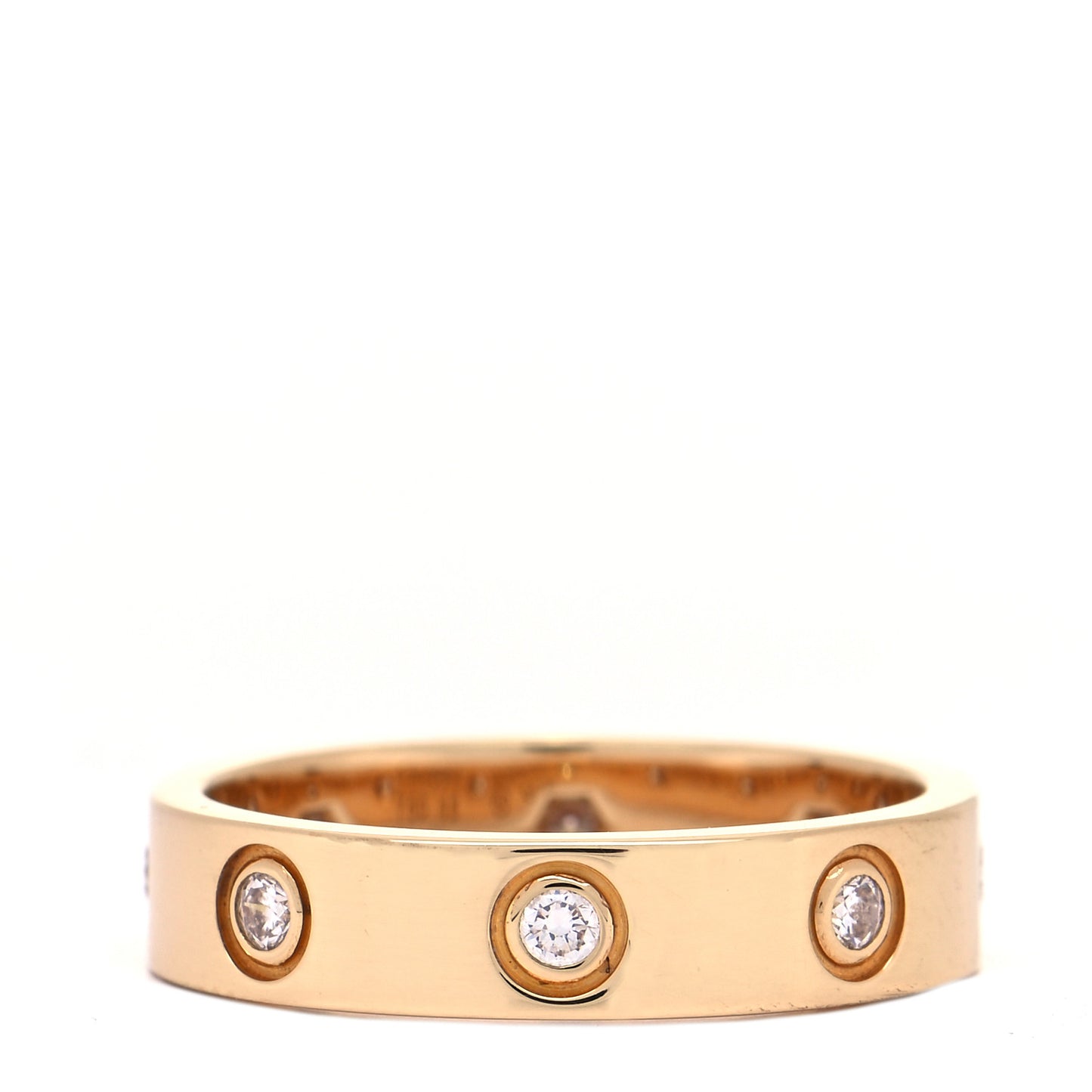 18K Yellow Gold 8 Diamond 4mm Band LOVE Ring 48 4.5